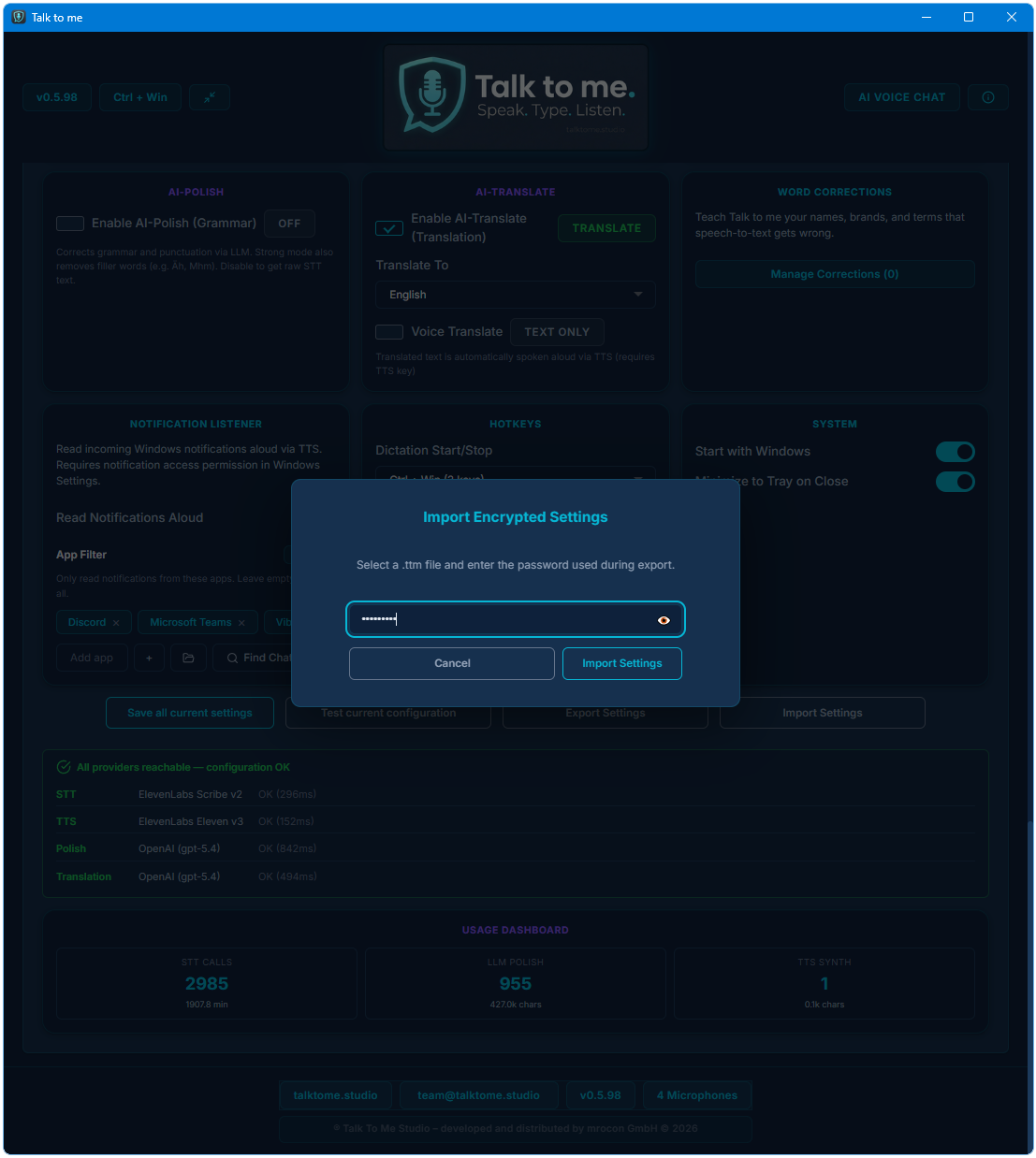 Import Settings