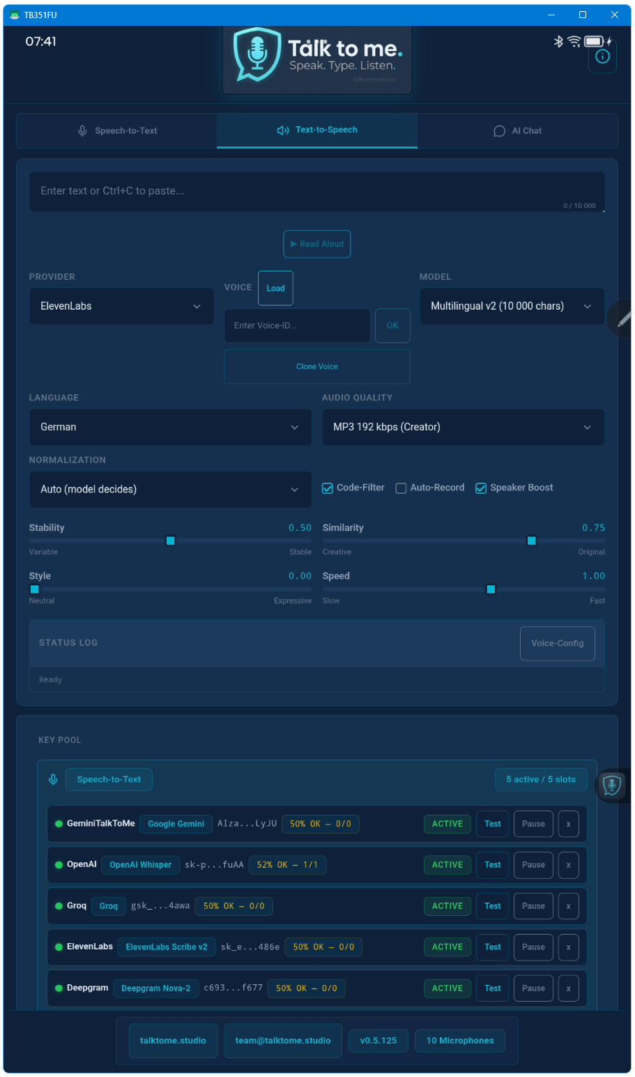 TTS + Key Pool